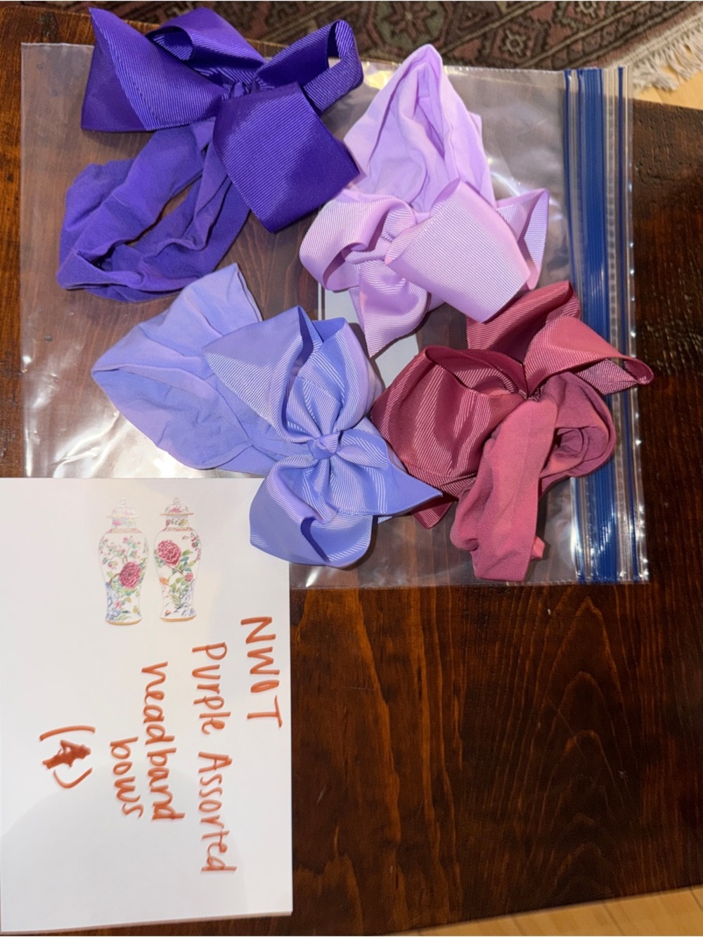 Assorted Purple Kids Hair Bow Headbands - 4 Pack